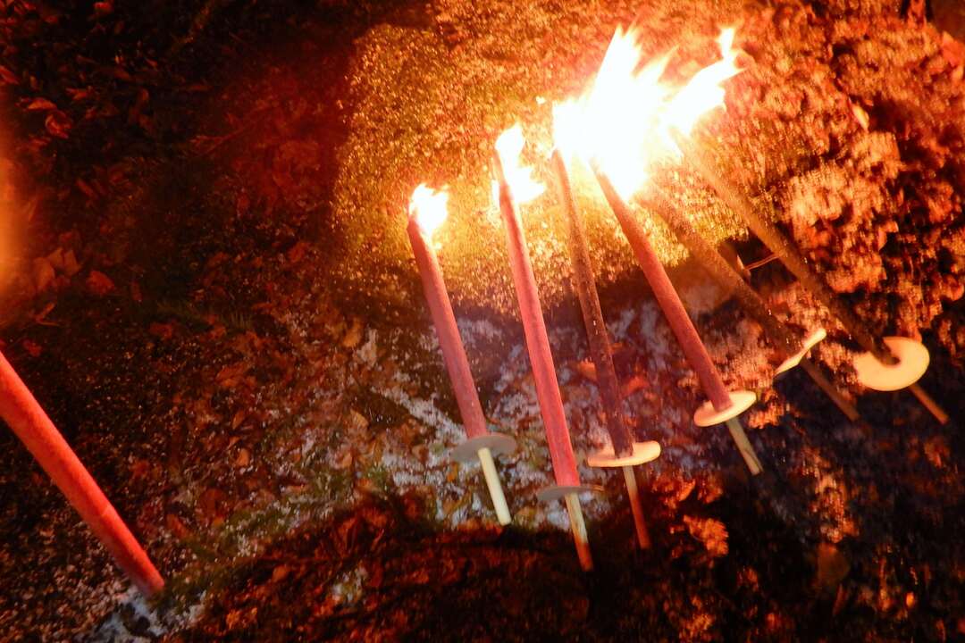 Brennende Fackeln bei Fackelwanderungen